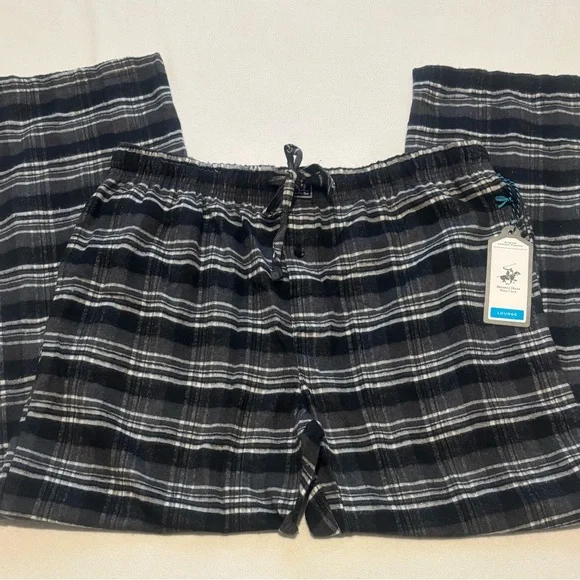 Beverly Hills Polo Club Men’s Large Flannel Lounge Pants BLK/Gry/WHT Sleepwear - Picture 5 of 7
